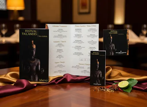 Menú y materiales impresos del Festival Tailandés